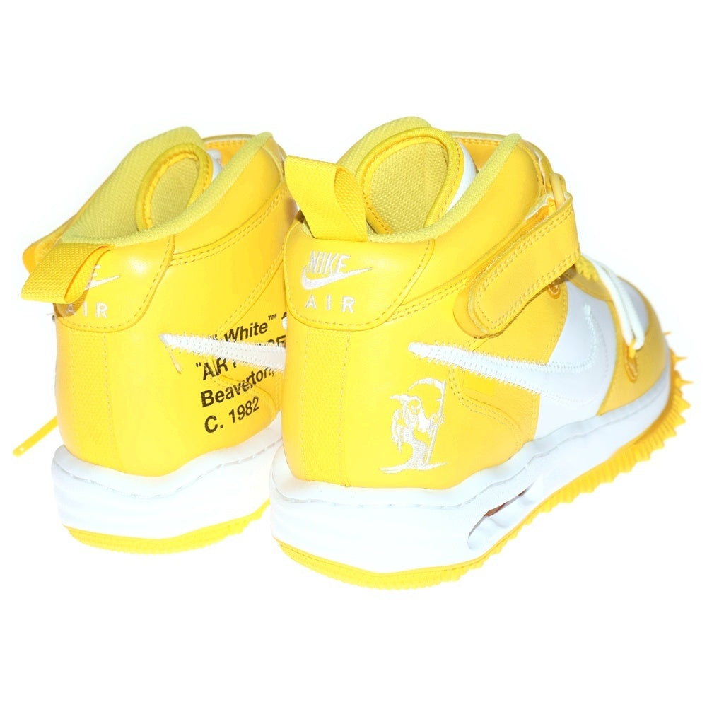 NIKE(ナイキ) ×OFF-WHITE AIR FORCE 1 MID SP LTHR オフホワイト エア フォース 1 ミッドカットスニーカー ホワイト/イエロー US10/28cm DR0500-101