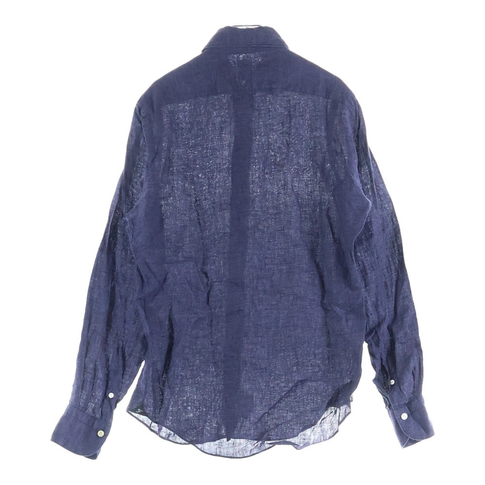 Finamore(フィナモレ) 長袖 リネンシャツ ネイビー