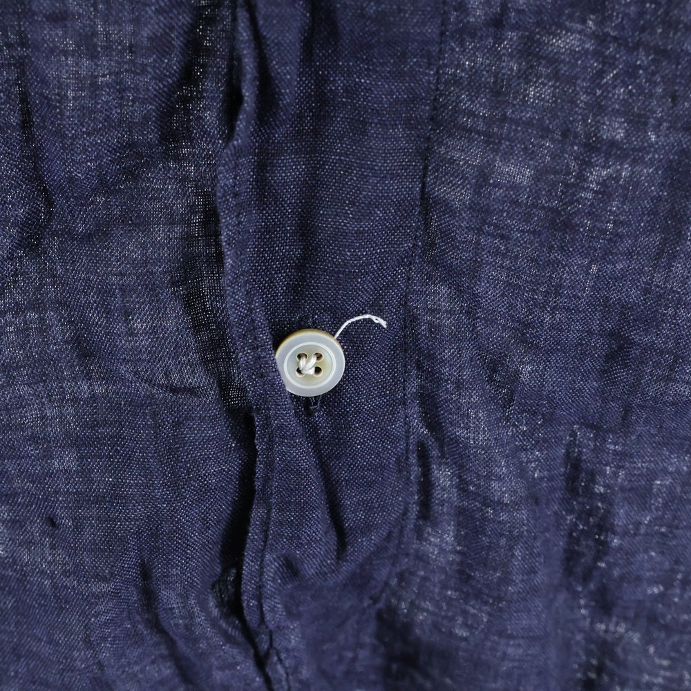 Finamore(フィナモレ) 長袖 リネンシャツ ネイビー