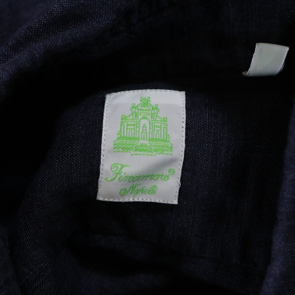 Finamore(フィナモレ) 長袖 リネンシャツ ネイビー