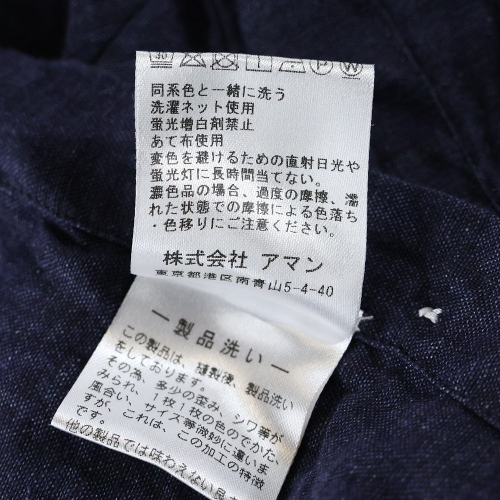 Finamore(フィナモレ) 長袖 リネンシャツ ネイビー