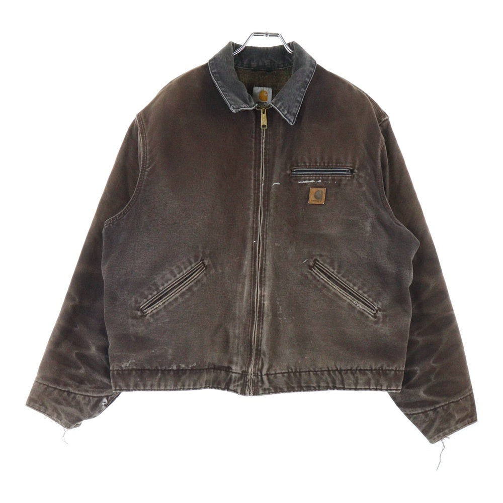 CARHARTT(カーハート) 00s DETROIT JACKET デトロイト 裏地チェック ジップアップジャケット ブルゾン ブラウン J97 DKB