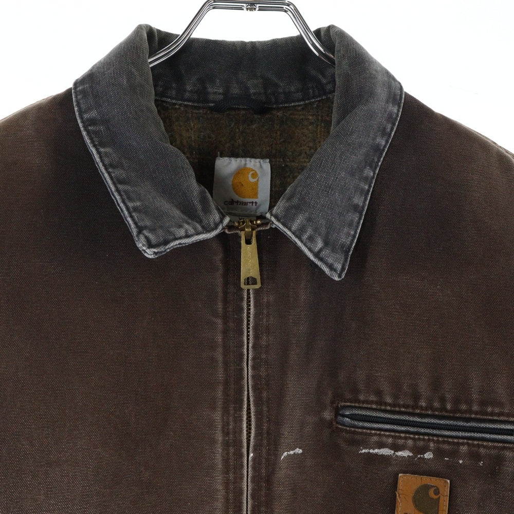 CARHARTT(カーハート) 00s DETROIT JACKET デトロイト 裏地チェック ジップアップジャケット ブルゾン ブラウン J97 DKB