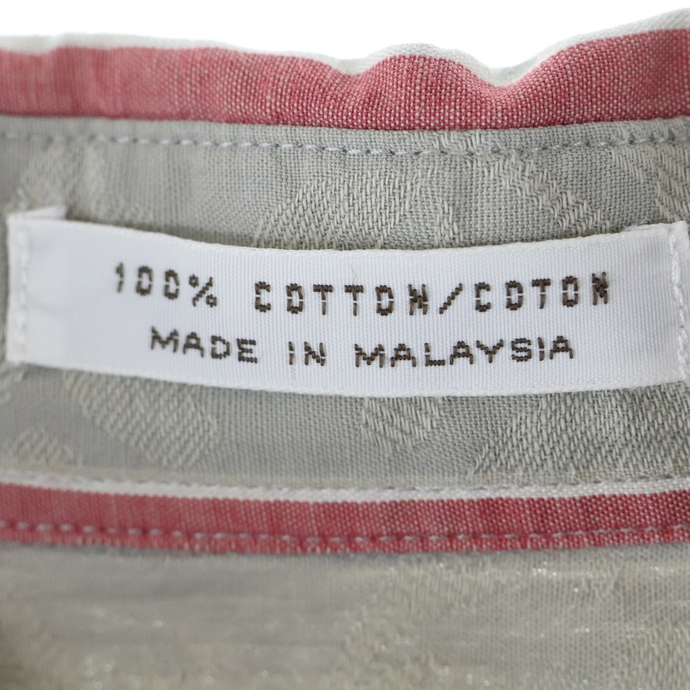 YVES SAINT LAURENT(イヴサンローラン) 90s ストライプ 右ポケット コットン長袖シャツ レッド/グレー