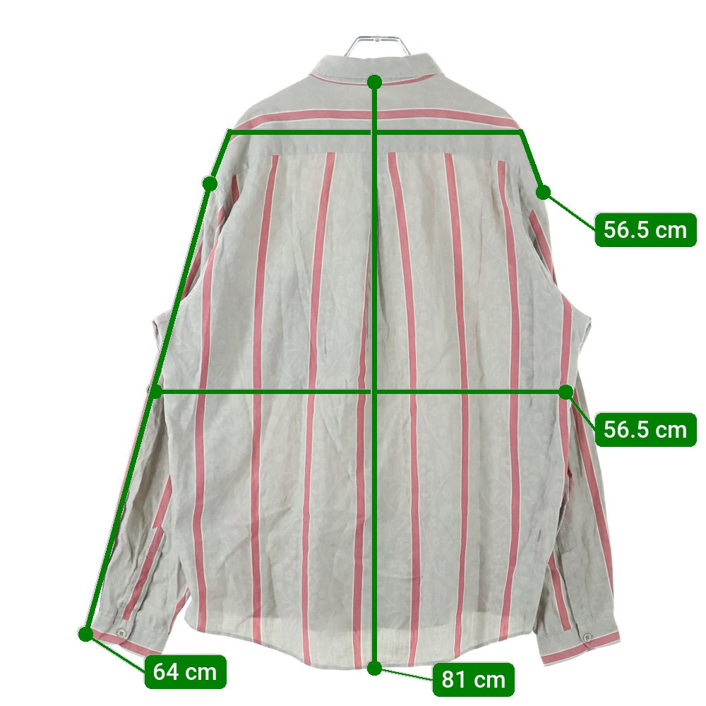 YVES SAINT LAURENT(イヴサンローラン) 90s ストライプ 右ポケット コットン長袖シャツ レッド/グレー