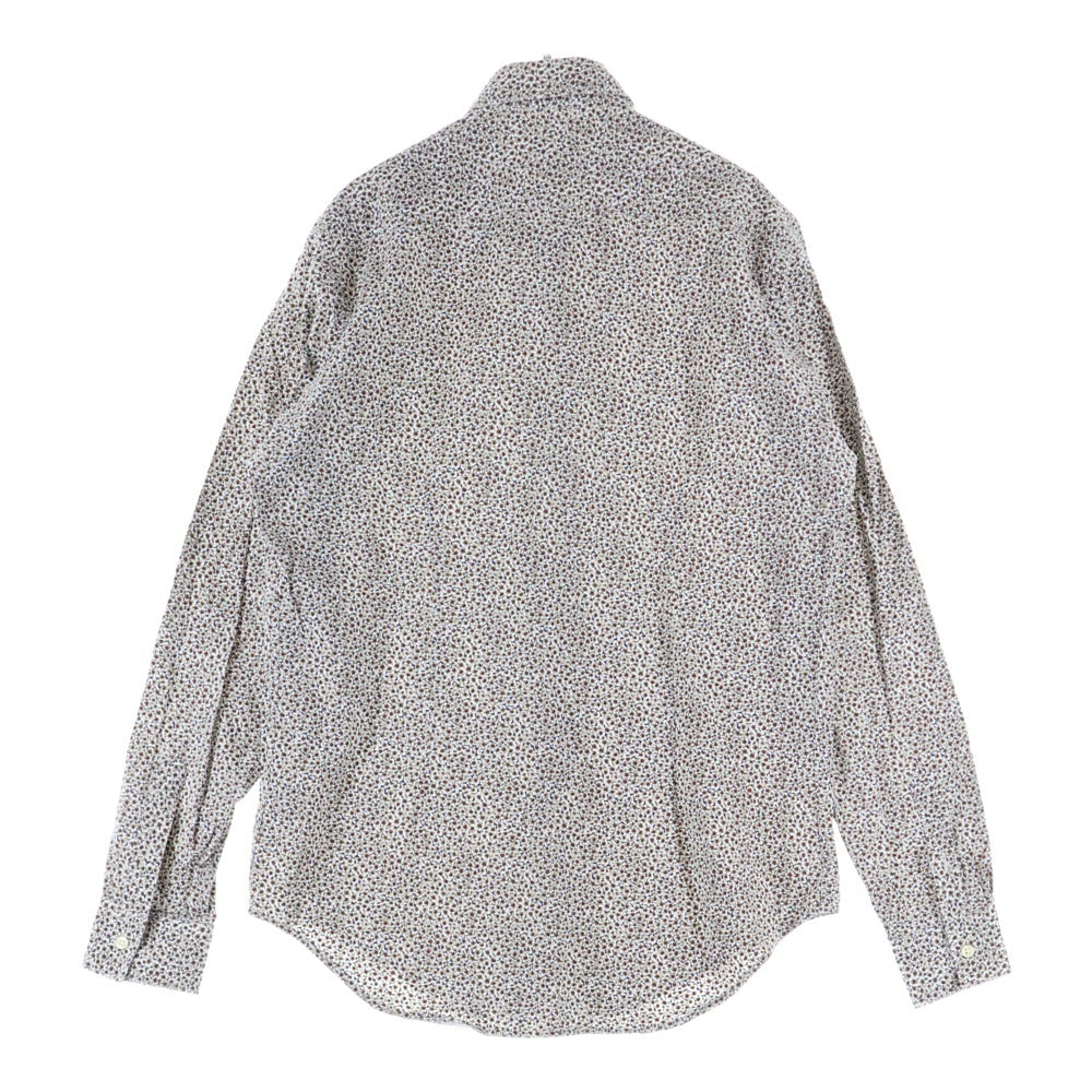 ZARA MAN(ザラマン) フラワー 総柄 コットン 長袖シャツ ブラウン