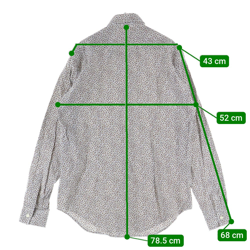 ZARA MAN(ザラマン) フラワー 総柄 コットン 長袖シャツ ブラウン