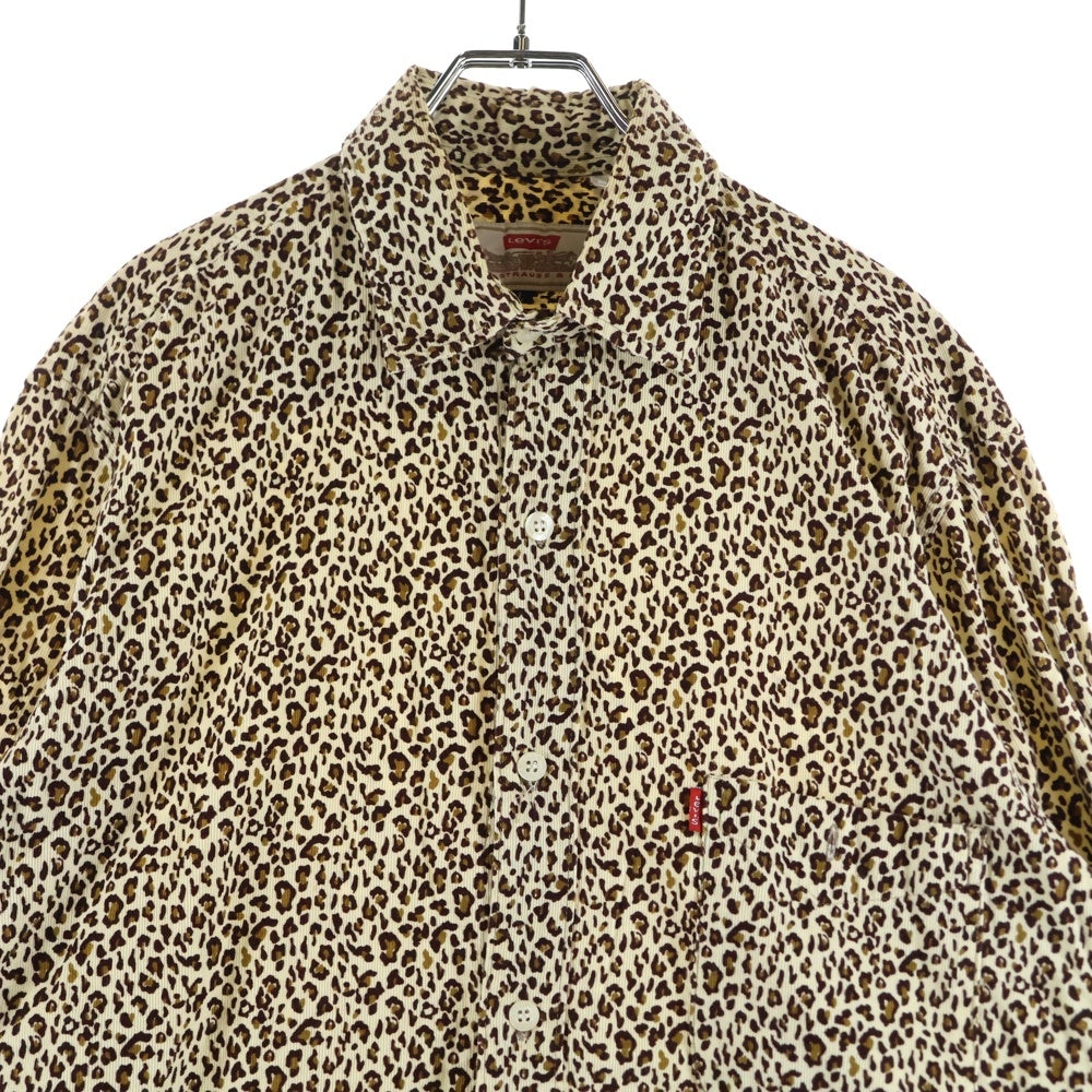 Levi's(リーバイス) レオパード 総柄 コーデュロイ 長袖シャツ ブラウン