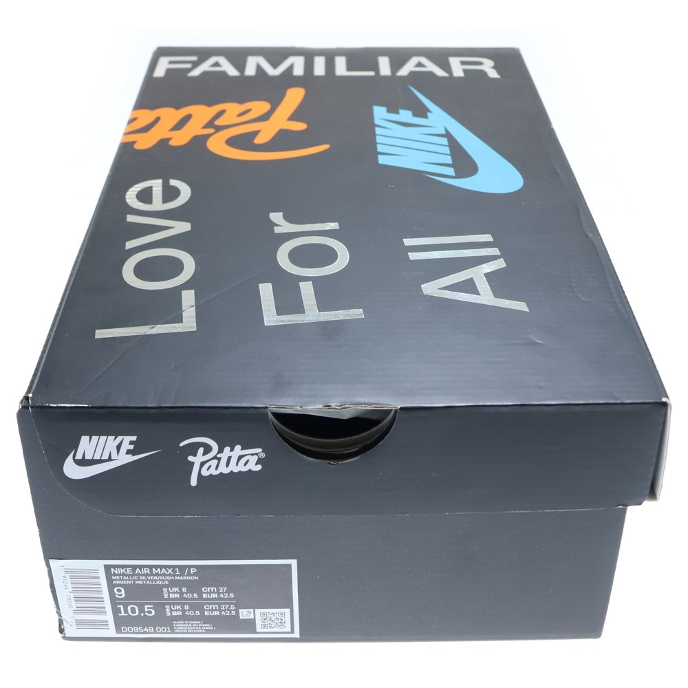 NIKE(ナイキ) ×PATTA AIR MAX 1 NIGHT MAROON DO9549-001 パタ エアマックス1 ナイトマルーン ローカットスニーカー パープル US9/27.0cm