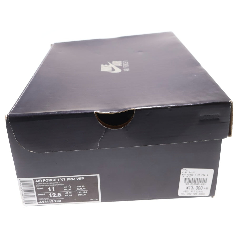 NIKE(ナイキ) ×CARHARTT WIP AIR FORCE 1 LOW '07 PRM AV4113-200 カーハート エアフォース1プレミアム ローカットスニーカー US11/12.5cm ブラウン AV4113-200