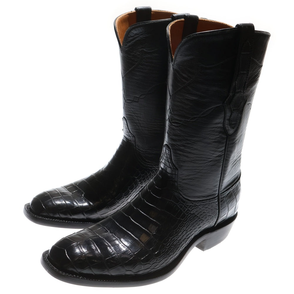 BLACK JACK(ブラックジャック) 13982 ALLIGATOR BELLY BOOTS アリゲーターベリー レザー切り替え ウエスタンブーツ ブラック