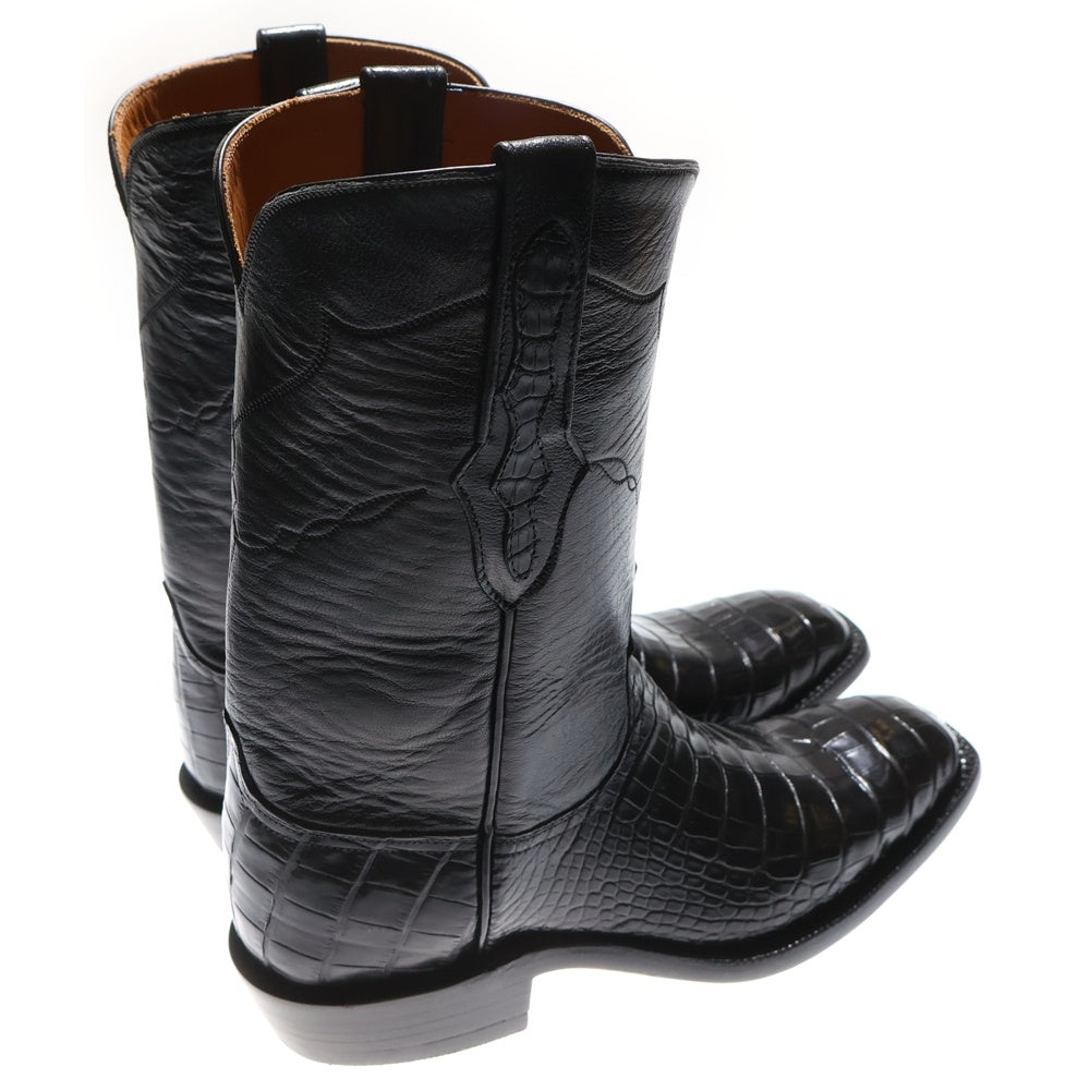 BLACK JACK(ブラックジャック) 13982 ALLIGATOR BELLY BOOTS アリゲーターベリー レザー切り替え ウエスタンブーツ ブラック