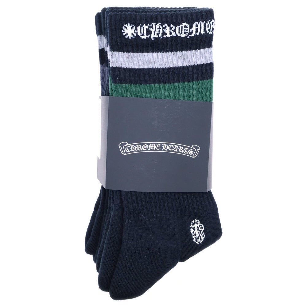 CHROME HEARTS(クロムハーツ) CH SOCKS VINE DAGGER ヴァインダガー刺繍 ボーダーソックス 靴下 3点セット