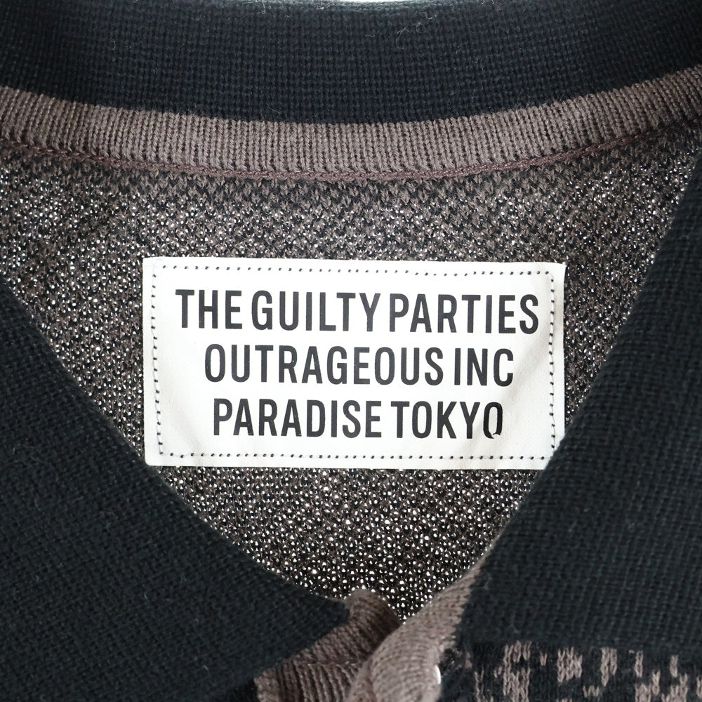 WACKO MARIA(ワコマリア) 22AW PYTHON KINT POLO SHIRT パイソン柄 長袖ポロシャツ ブラウン 22FW-WMK-KN20