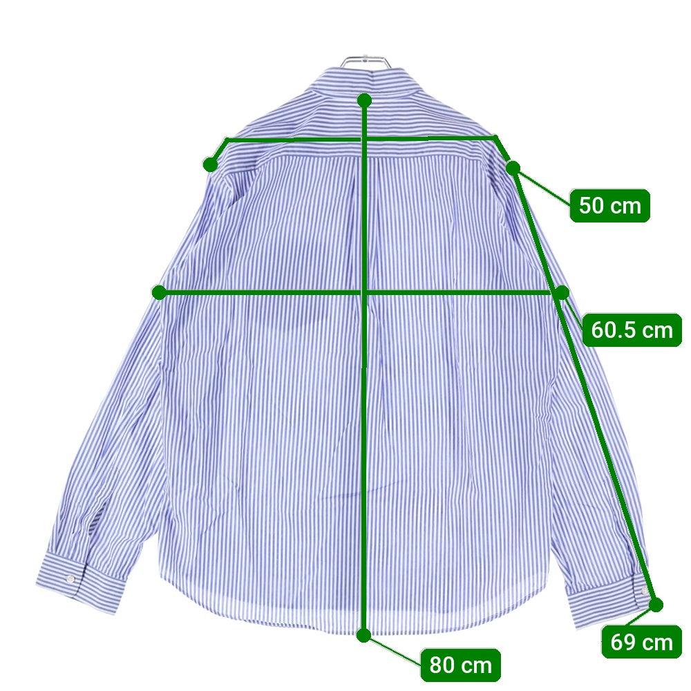 Thames(テムズ) p.g shirts Blondey McCoy ブロンディ・マッコイ ロゴ刺繍 右ポケット ストライプ 長袖シャツ ブルー/ホワイト