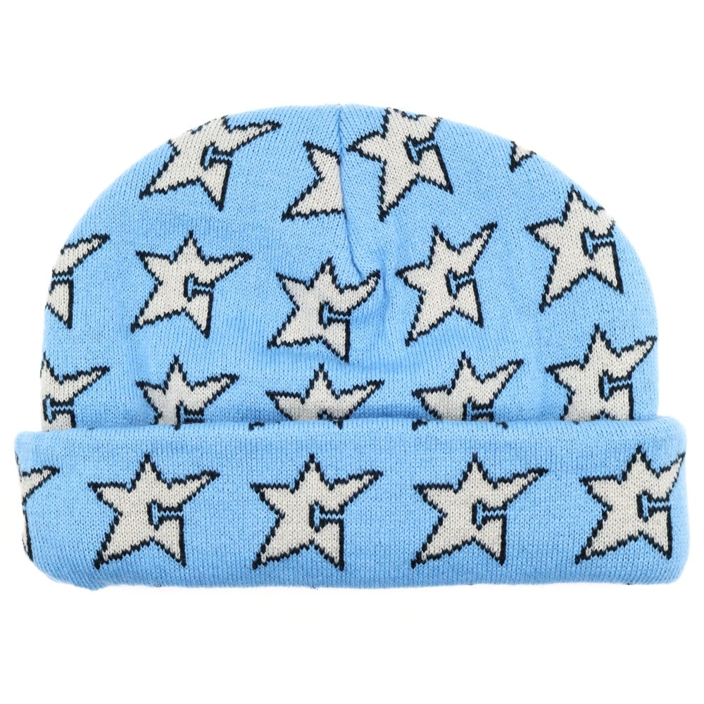 NO BRAND(ノーブランド) CARPET COMPANY C-Star Beanie カーペットカンパニー スター総柄ビーニー ニットキャップ 帽子 ブルー