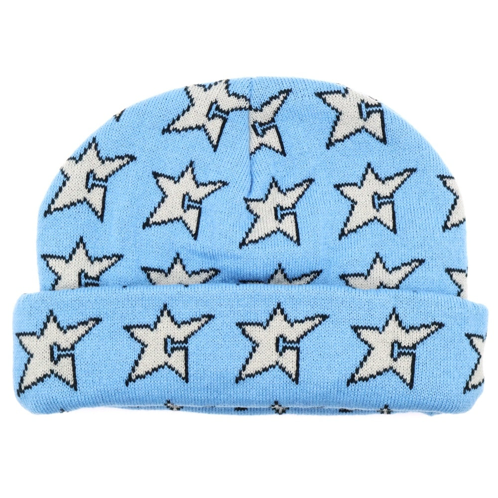 NO BRAND(ノーブランド) CARPET COMPANY C-Star Beanie カーペットカンパニー スター総柄ビーニー ニットキャップ 帽子 ブルー