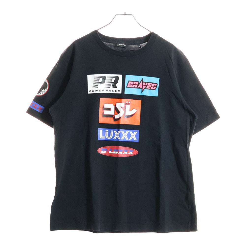 DIESEL(ディーゼル) レーシングロゴ プリント 半袖Tシャツ カットソー ブラック