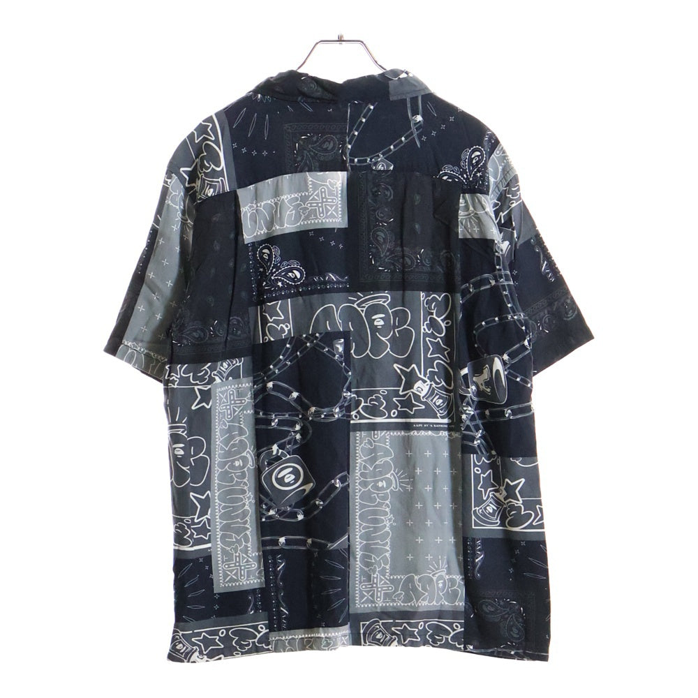 AAPE BY A BATHING APE(エーエイプバイアベイシングエイプ) ペイズリー 総柄 半袖シャツ ネイビー AAPSRM8405XXI