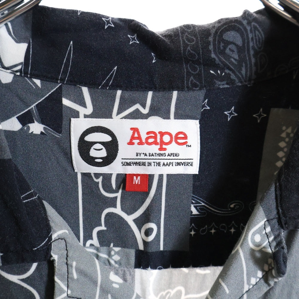 AAPE BY A BATHING APE(エーエイプバイアベイシングエイプ) ペイズリー 総柄 半袖シャツ ネイビー AAPSRM8405XXI