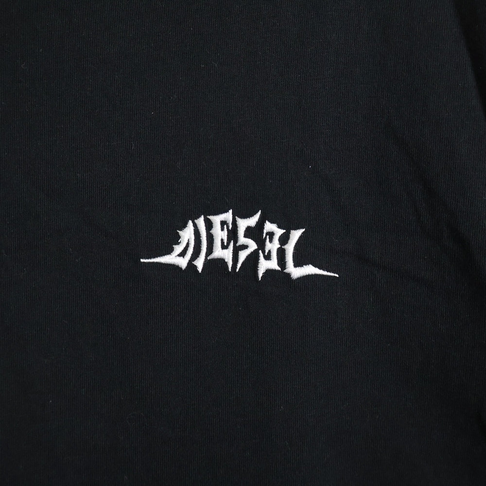 DIESEL(ディーゼル) ロゴ刺繍 バックプリント 半袖Tシャツ カットソー ブラック