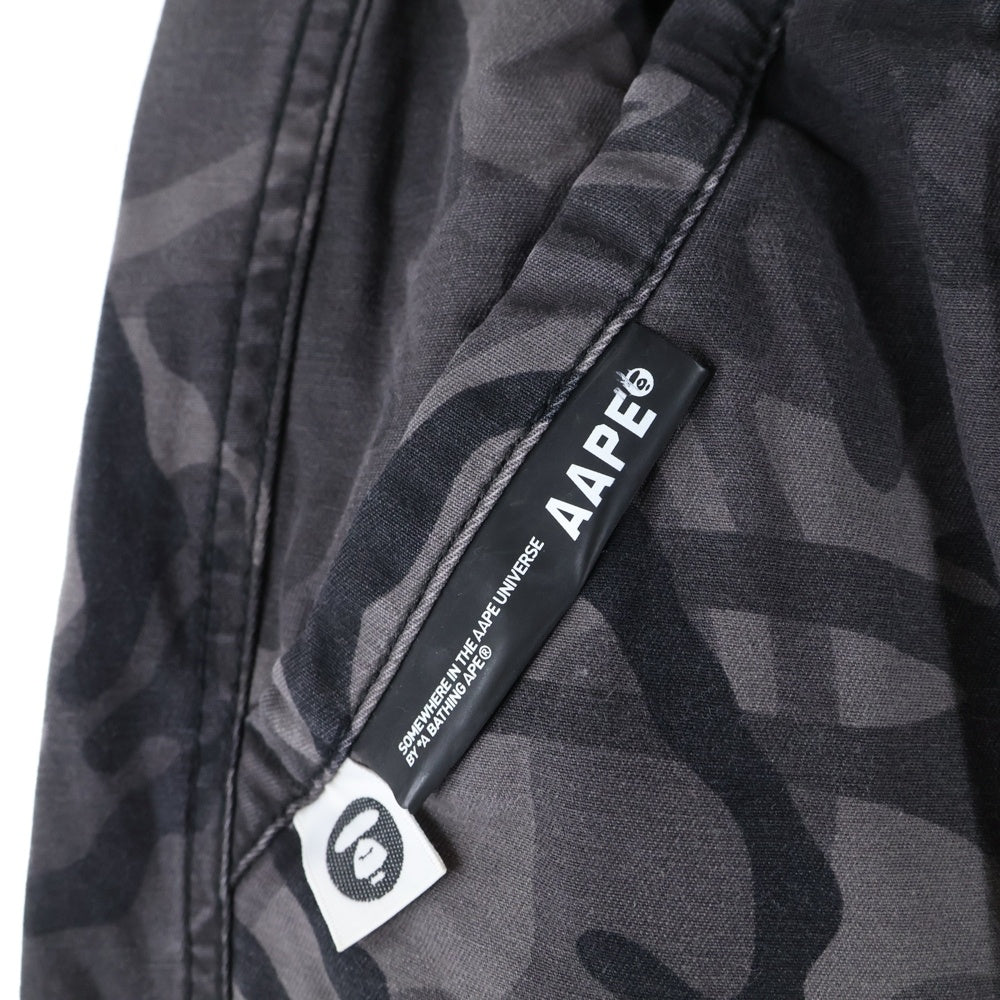 AAPE BY A BATHING APE(エーエイプバイアベイシングエイプ) WOVEN CARGO PANTS カモ柄 ジップフライ カーゴパンツ ブラック AAPPTM6482XAC