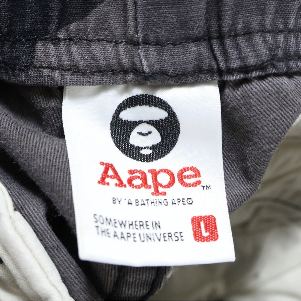 AAPE BY A BATHING APE(エーエイプバイアベイシングエイプ) WOVEN CARGO PANTS カモ柄 ジップフライ カーゴパンツ ブラック AAPPTM6482XAC