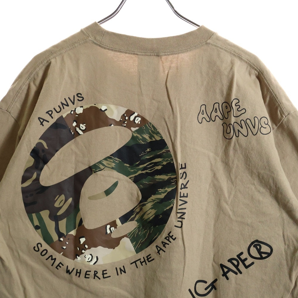 AAPE BY A BATHING APE(エーエイプバイアベイシングエイプ) 両面プリント クルーネック 半袖 Tシャツ カットソー ベージュ AAPTEM0882XXI