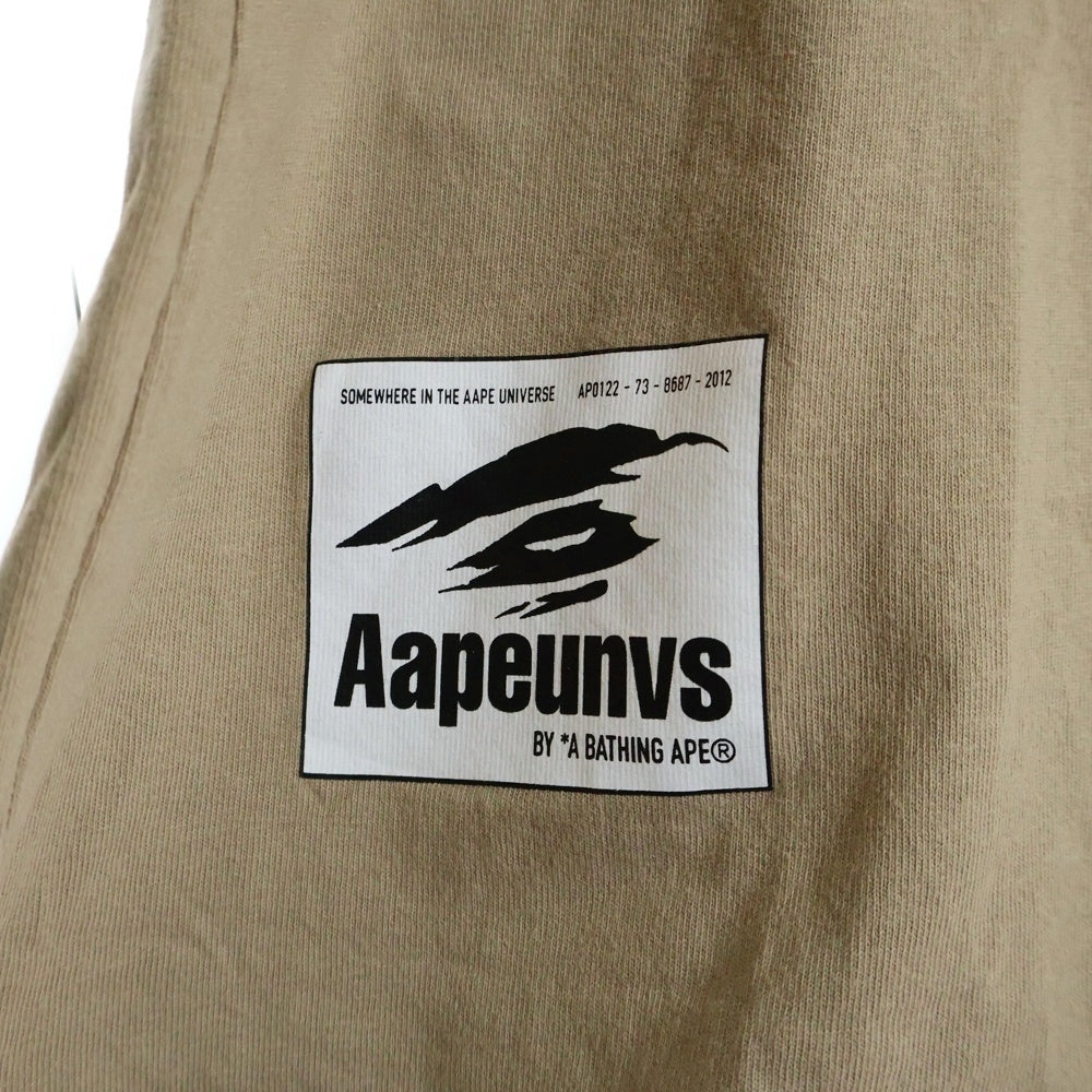 AAPE BY A BATHING APE(エーエイプバイアベイシングエイプ) 両面プリント クルーネック 半袖 Tシャツ カットソー ベージュ AAPTEM0882XXI