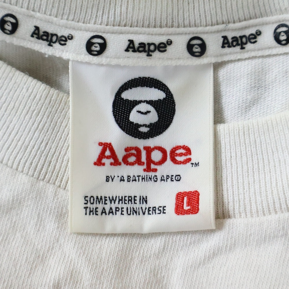 AAPE BY A BATHING APE(エーエイプバイアベイシングエイプ) 両面プリント クルーネック 半袖 Tシャツ カットソー ホワイト AAPTEM0882XXI