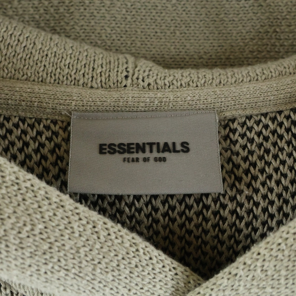 ESSENTIALS FEAR OF GOD(エッセンシャル フィアオブゴッド) フロントロゴ プルオーバー ニットパーカー フーディ ベージュ