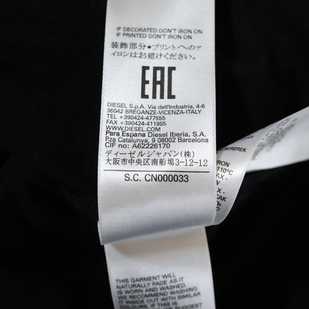 DIESEL(ディーゼル) 胸 デニムポケット 半袖Tシャツ カットソー ブラック