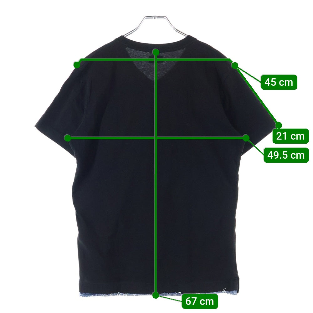 DIESEL(ディーゼル) 胸 デニムポケット 半袖Tシャツ カットソー ブラック