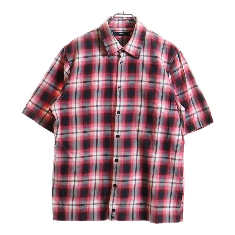 DIESEL(ディーゼル) チェック 総柄 半袖シャツ レッド/ブラック