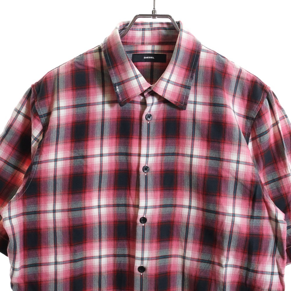 DIESEL(ディーゼル) チェック 総柄 半袖シャツ レッド/ブラック
