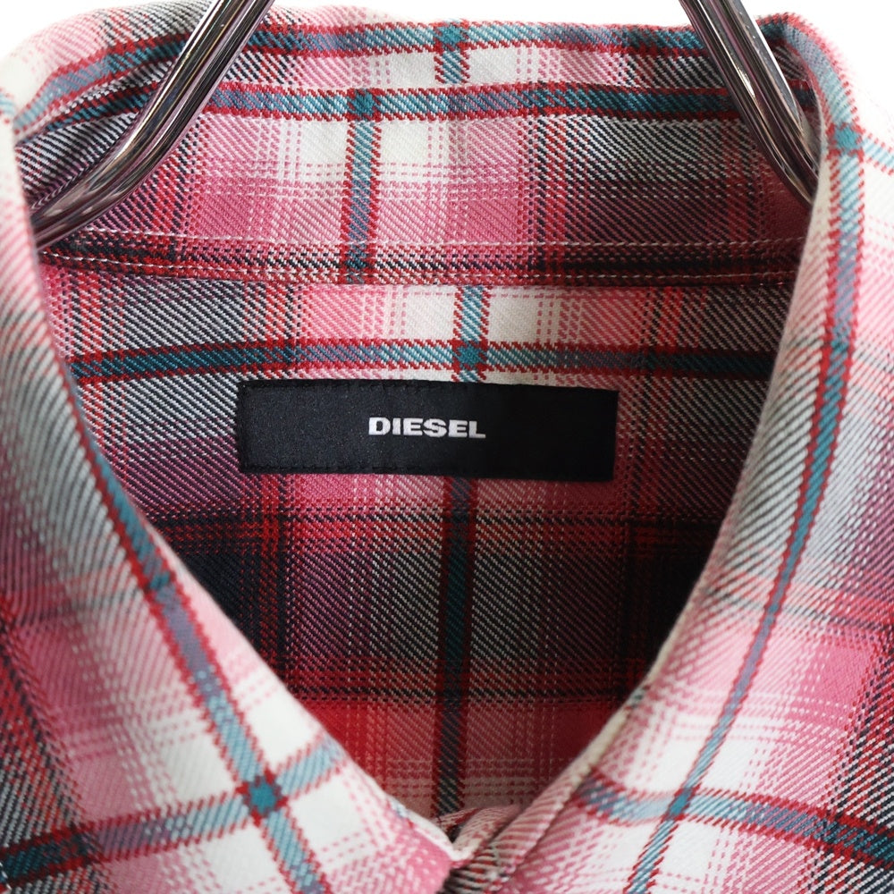 DIESEL(ディーゼル) チェック 総柄 半袖シャツ レッド/ブラック
