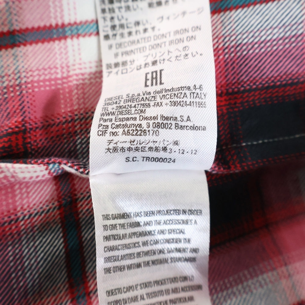 DIESEL(ディーゼル) チェック 総柄 半袖シャツ レッド/ブラック