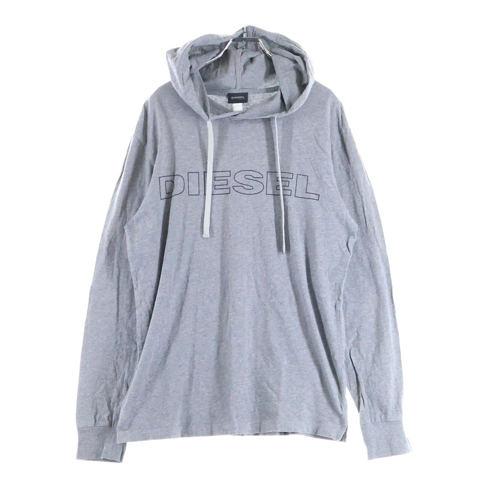 DIESEL(ディーゼル) フロント ロゴ プリント プルオーバーパーカー フーディ グレー
