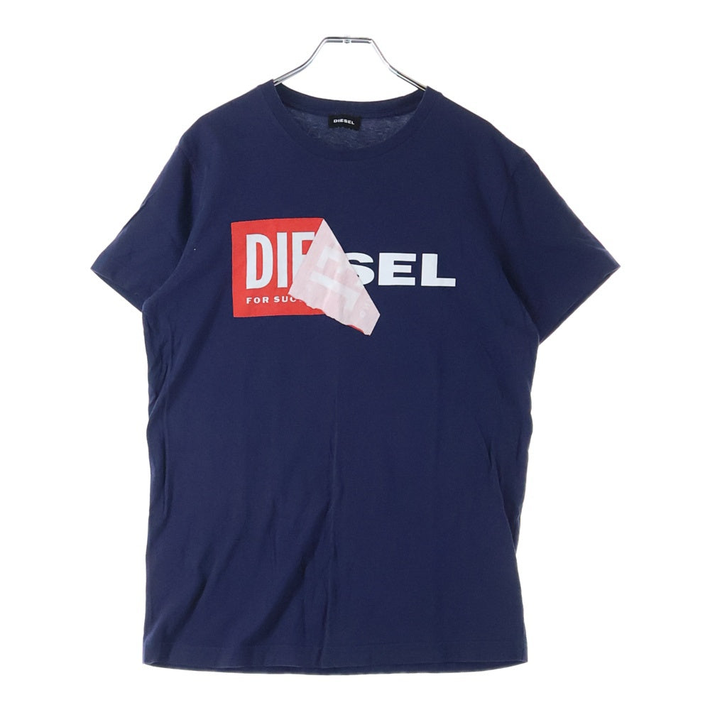 DIESEL(ディーゼル) テープ ロゴプリント 半袖Tシャツ カットソー ネイビー