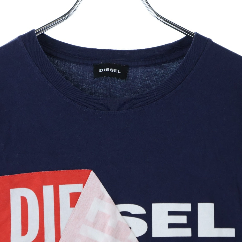DIESEL(ディーゼル) テープ ロゴプリント 半袖Tシャツ カットソー ネイビー