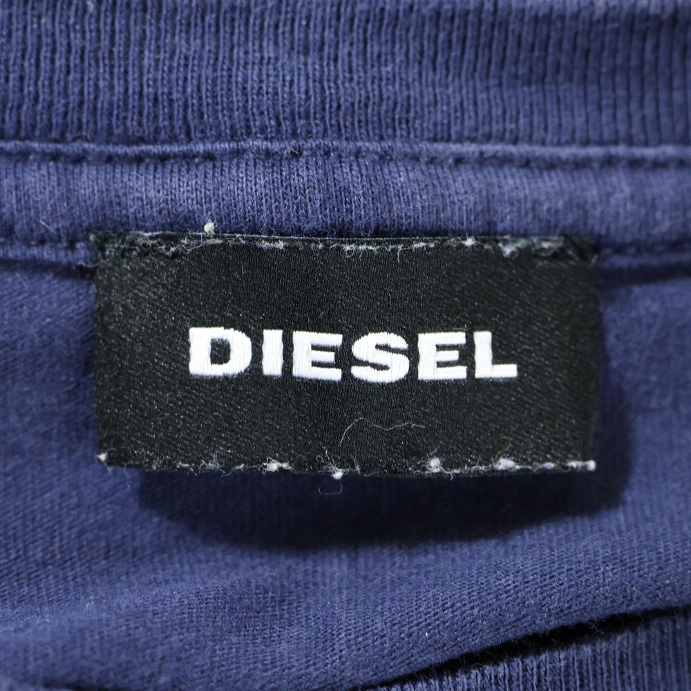 DIESEL(ディーゼル) テープ ロゴプリント 半袖Tシャツ カットソー ネイビー
