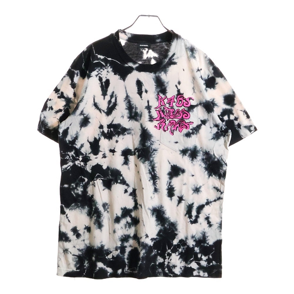 DIESEL(ディーゼル) タイダイ 総柄 両面プリント 半袖Tシャツ カットソー ブラック/ホワイト