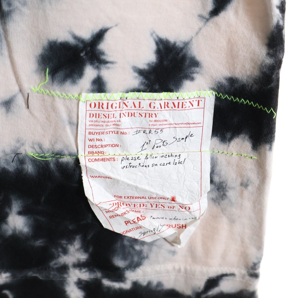 DIESEL(ディーゼル) タイダイ 総柄 両面プリント 半袖Tシャツ カットソー ブラック/ホワイト