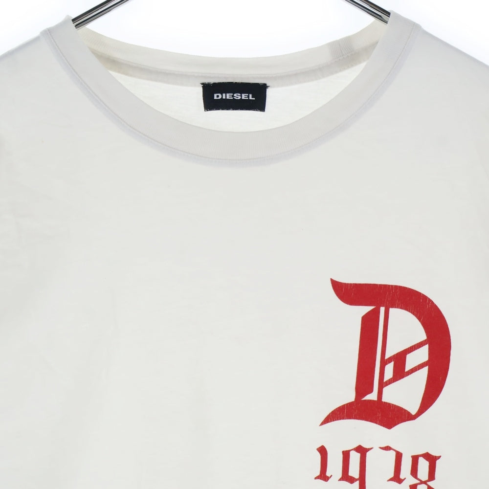 DIESEL(ディーゼル) フロント ロゴ プリント 長袖Tシャツ カットソー ホワイト