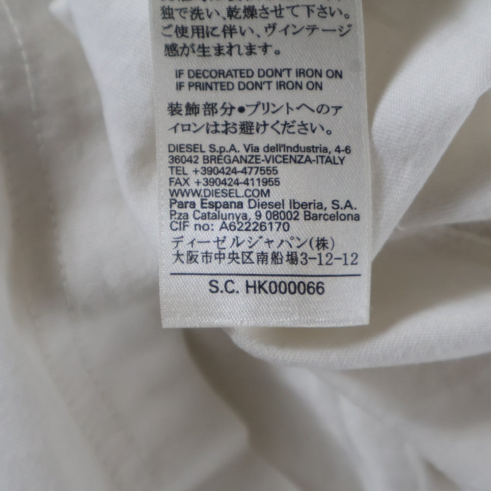 DIESEL(ディーゼル) フロント ロゴ プリント 長袖Tシャツ カットソー ホワイト