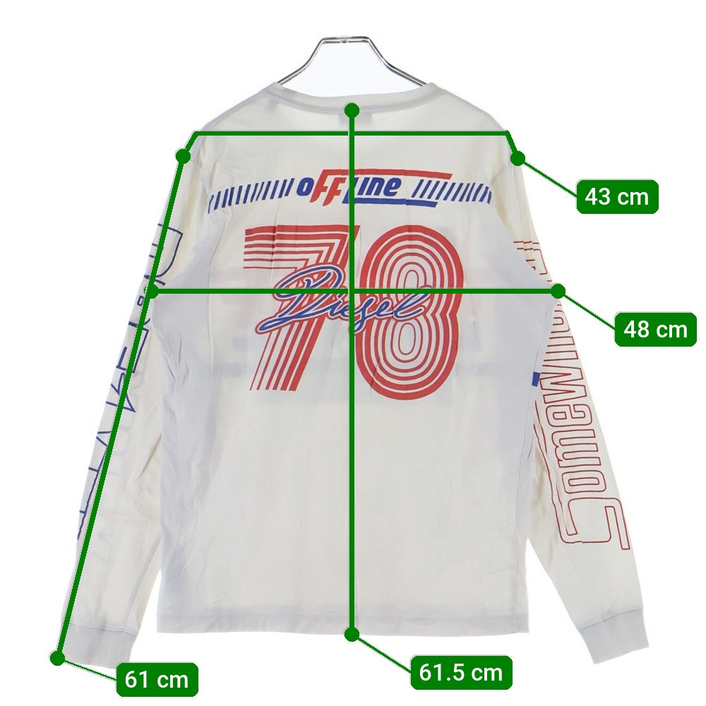 DIESEL(ディーゼル) BRAVE フロント プリント 長袖Tシャツ カットソー ホワイト