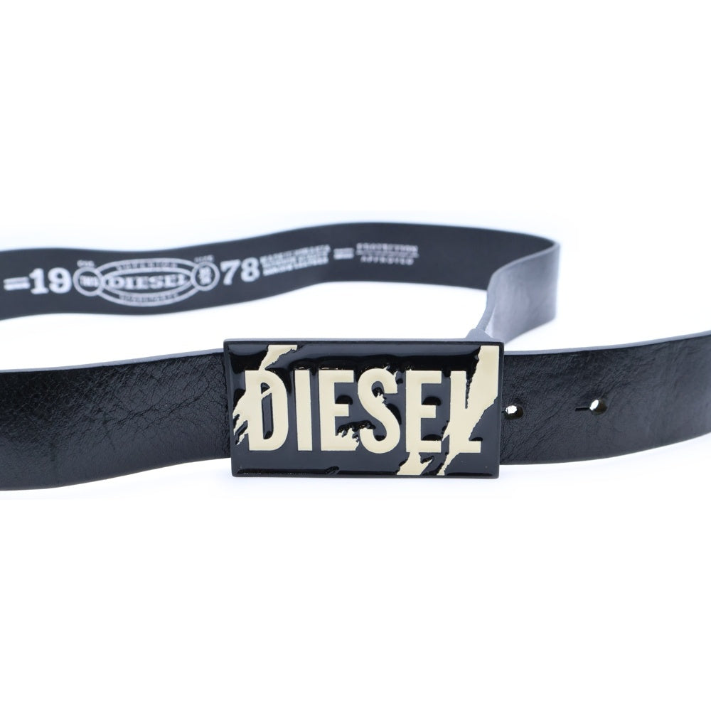 DIESEL(ディーゼル) ロゴバックル レザーベルト ブラック