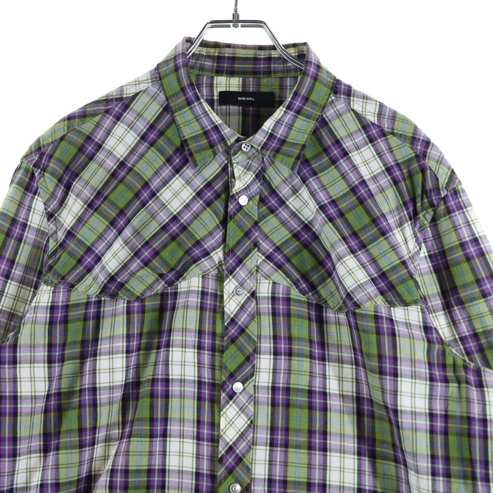 DIESEL(ディーゼル) コットン 長袖 チェック シャツ パープル