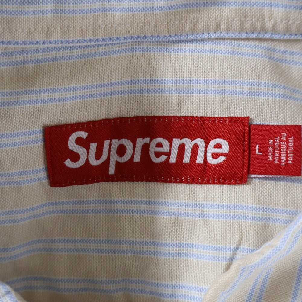 SUPREME(シュプリーム) 25SS Loose Fit Oxford S/S Shirts ルーズフィット ピンストライプ オックスフォード ボタンダウン 半袖シャツ ベージュ