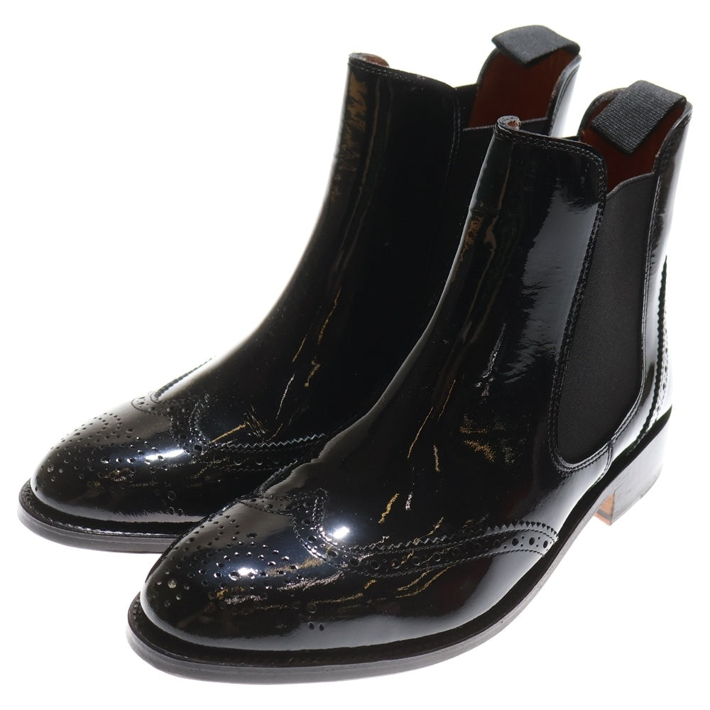 Palanco(パランコ) サイドゴア ウィングチップ パテントレザーブーツ ブラック 805